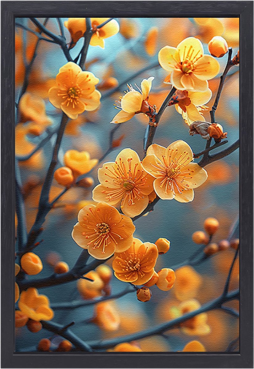 Bloemen schilderij - Natuur schilderijen - Muurdecoratie Takken - Muurdecoratie industriee