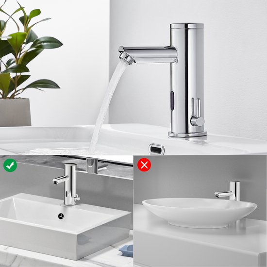 Auralum Automatische infrarood wastafelmengkraan IR-detectiekraan één gat beluchter koud en warm water messing chroom voor badkamer
