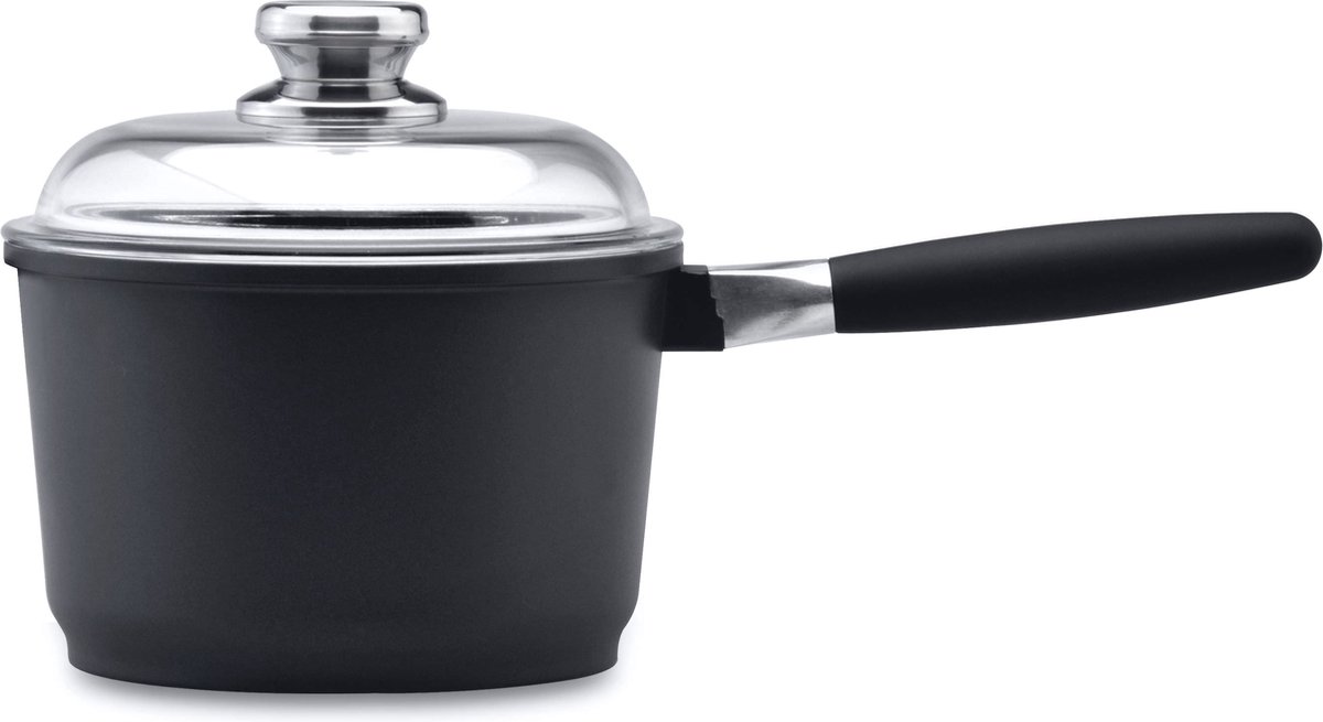 Essentials Steelpan Met Deksel Scala 20 Cm - Zwart - PFAS-vrij