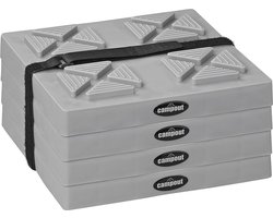 Campout Onderlegplaten Caravan - Stapelbare Onderlegplaten - Voorkomt wegzakken – Verbeterd stabiliteit - Extra Grip – Gebruiksgemak - 21 x 21 x 3,3 cm - Caravanhoeksteunen - Uv-bestendig - Kunststof – Draagvermogen 5000 kg - 4 Stuks