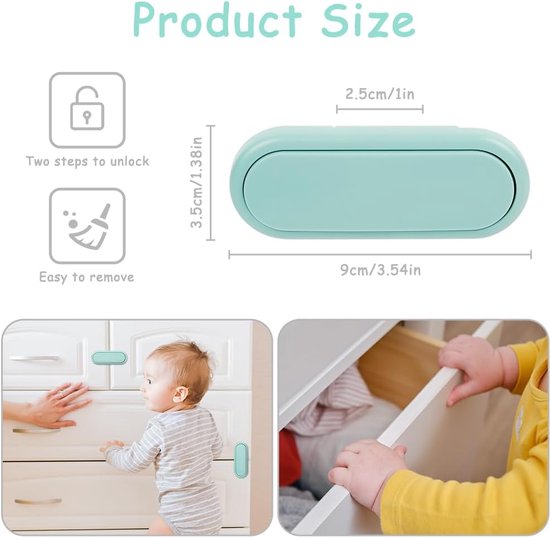6 stuks kastsloten voor baby's, U-vormige kinderveiligheidskast sloten babykast