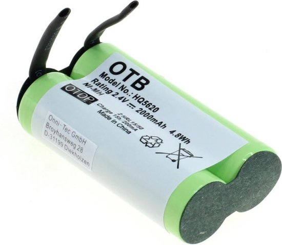 Vhbw Batterie Compatible Avec Philips Philishave HQ6720, HQ6730, HQ6740, HQ7742, HQ7760, HQ7780, HQ8845, HQ8850, HQ8865, HS930 Rasoir Tondeuse électrique (2000mAh, 2,4V, NiMH