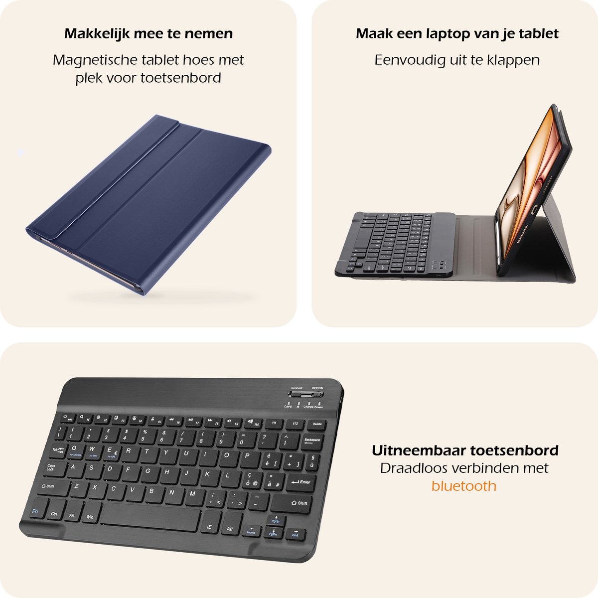 Hoesje - Geschikt voor Apple iPad Air 6 (2024) - 11 inch - 6e Generatie - M2 - Keyboard Book Cover - Toetsenbord Case - Hoes - Donkerblauw — cadeau in Telefoon & Tablet - foto 4