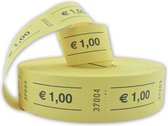 CombiCraft Consumptiebonnen op rol met eurobedrag - 1 euro in geel, verpakking met 5000 bonnen