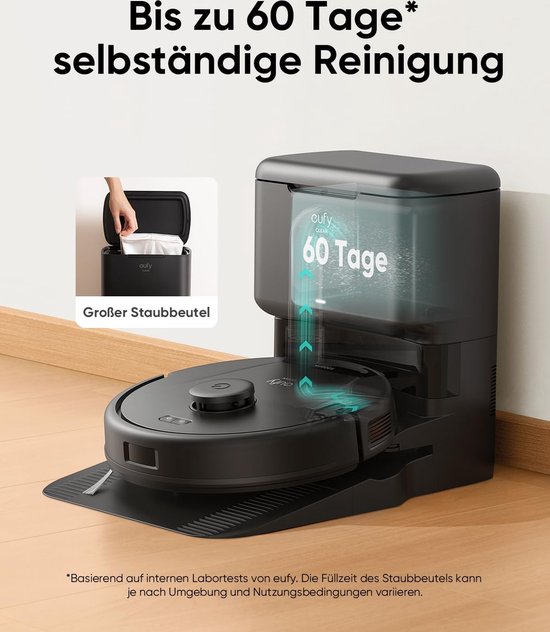 eufy Clean L60 Robotstofzuiger met Zelflegende Station - Robot Vacuum Cleaner - 5000Pa Zuigkracht - IPath Laser Navigatie