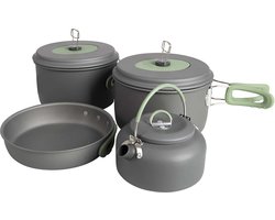 Bo-Camp - Pannenset - Explorer - 4-Delig - Met theeketel - Hard anodized - Aluminium