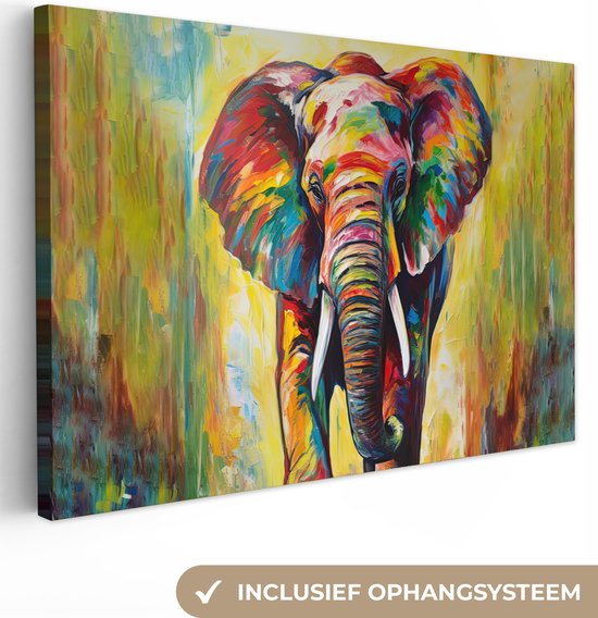 Foto: Canvas schilderij kleurrijke olifant 120x80 kamer decoratie accessoires abstract kunst schilderijen woonkamer wanddecoratie slaapkamer muurdecoratie keuken wanddoek interieur binnen woondecoratie huis woonaccessoires