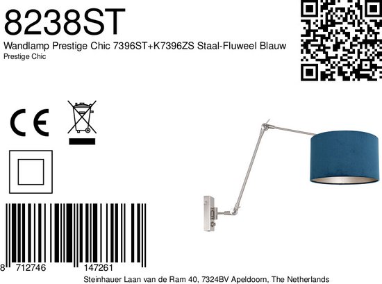 Steinhauer wandlamp Prestige chic - staal - - 8238ST