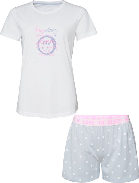 By Louise Dames Korte Pyjama Set Shortama Wit - Maat S