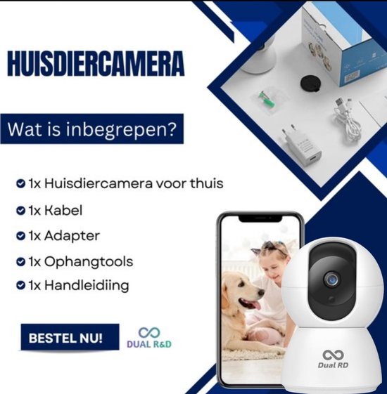 Huisdiercamera - Hondencamera - Dog Camera - NL Handleiding - IP Beveiligingscamera - 2 Weg Audio- WiFi - 2.4 GHZ - Beweeg en Geluidsdetectie - Nachtvisie - 360 Eyes App van 360 Eyes — afbeelding 5