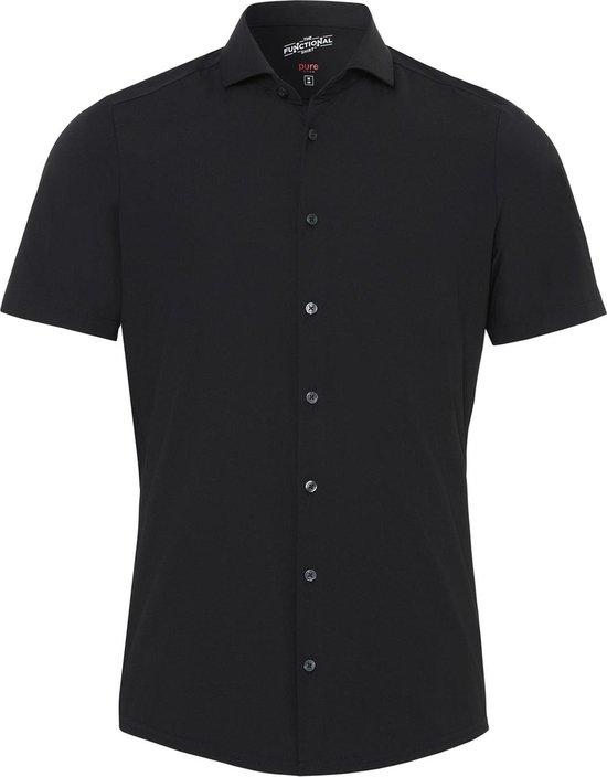 Pure - Chemise Fonctionnelle Manches Courtes Zwart - 40 - Homme - Coupe Slim