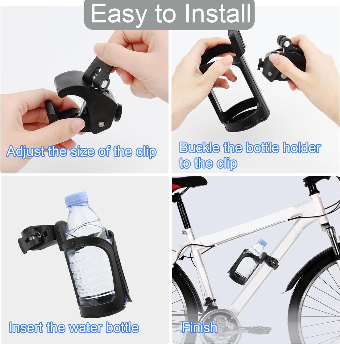 JZK Lot De 2 Porte-bouteilles Universels Rotatifs 360° - Pour Vélo, Poussette, Fauteuil Roulant | Coussinet Antidérapant