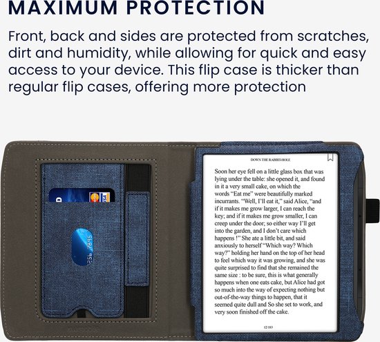 kwmobile flip cover voor e-reader - geschikt voor Pocketbook Era / Era Color - Van imitatieleer en -suède - In donkerblauw / donkergrijs van Merkloos — afbeelding 3