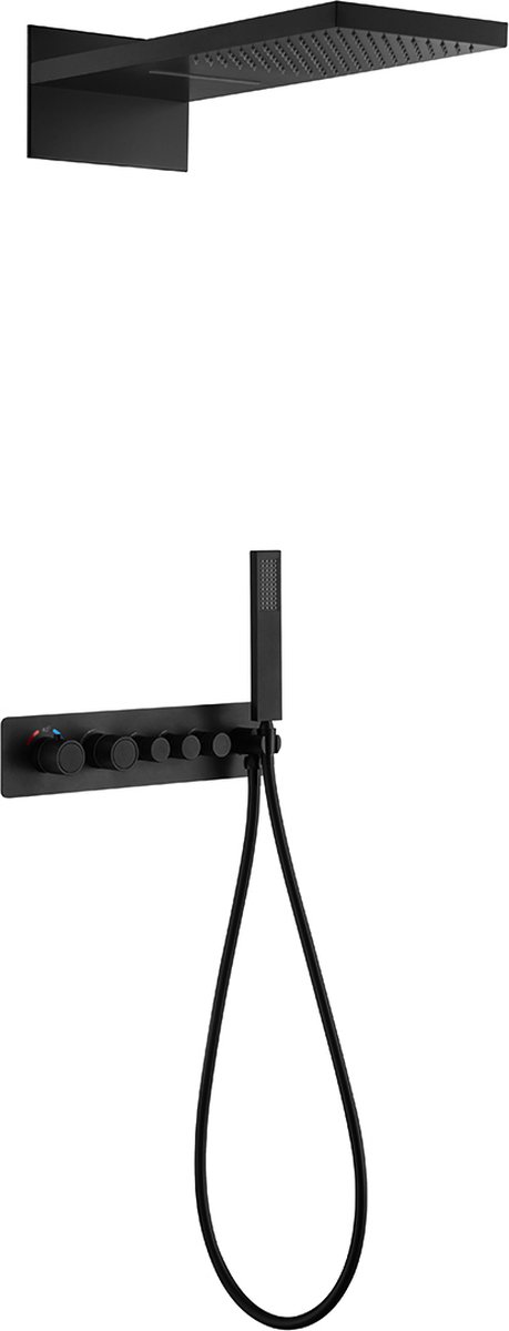 Mawialux thermostatische inbouw regendoucheset - waterval - Dex - mat zwart