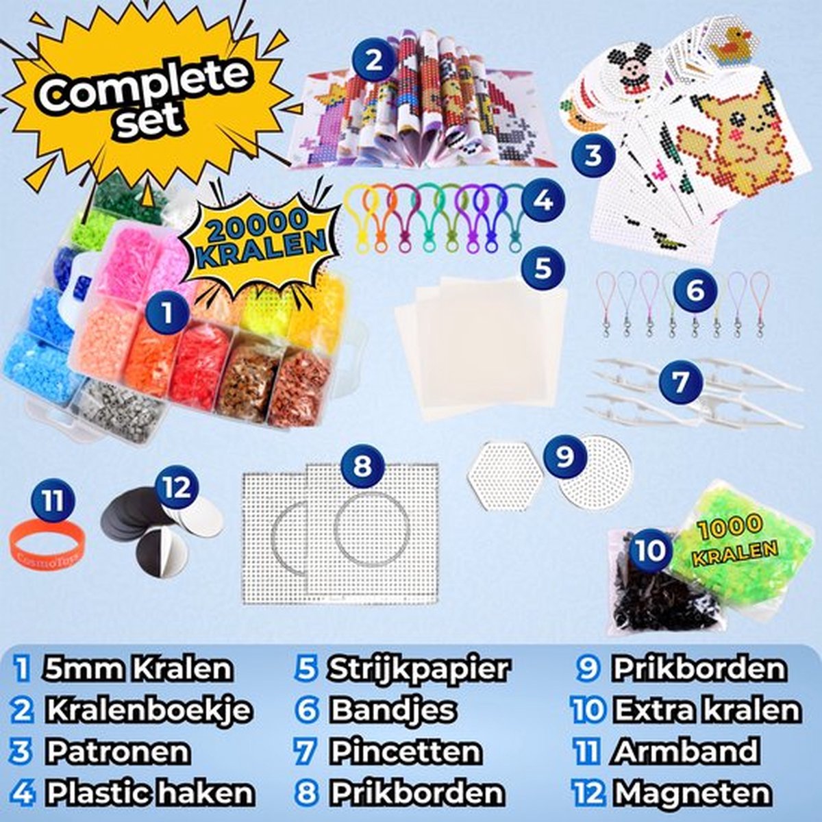 CosmoToys® Strijkkralen - Incl. Grondplaten & Voorbeeldenboekje - Creatief Speelgoed - Knutselkoffer - Speelgoed 5 Jaar - 23.000 Stuks - 23 Kleuren — afbeelding 4
