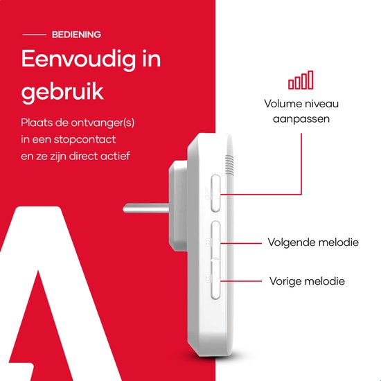 SAVS Draadloze deurbel met 2 ontvangers - Wit - Bereik 400 meter - Waterdicht - Ontvangers zonder batterijen - 52 melodieën — afbeelding 4