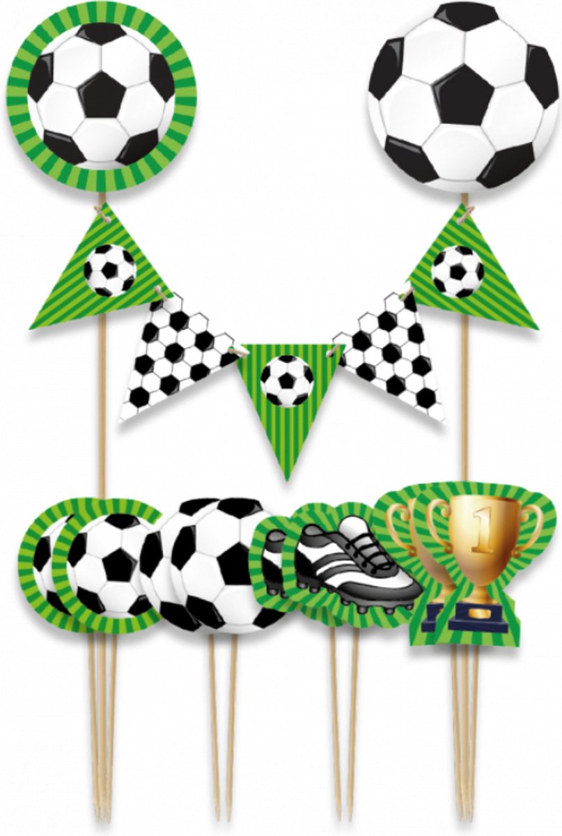 Paperdreams - Taartdecoratie set voetbal - 9 stuks - WK voetbal 2026 - WK voetbal versiering - WK voetbal outfit - Nederland WK