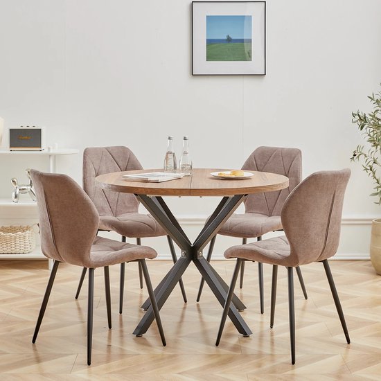 Uderkiny 100 cm ronde eettafel, grote eettafel, geschikt voor 4-6