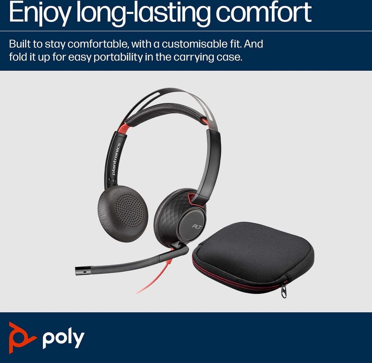 HP Poly Blackwire C5220 On Ear headset Computer Kabel Stereo Zwart Noise Cancelling Headset, Volumeregeling, Microfoon