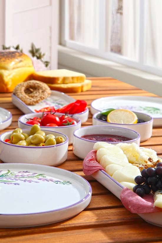 Asir - Dinerset - eetset - servies - 14-delig - wit & paars - 25 x 11 x 3,5 cm — afbeelding 2