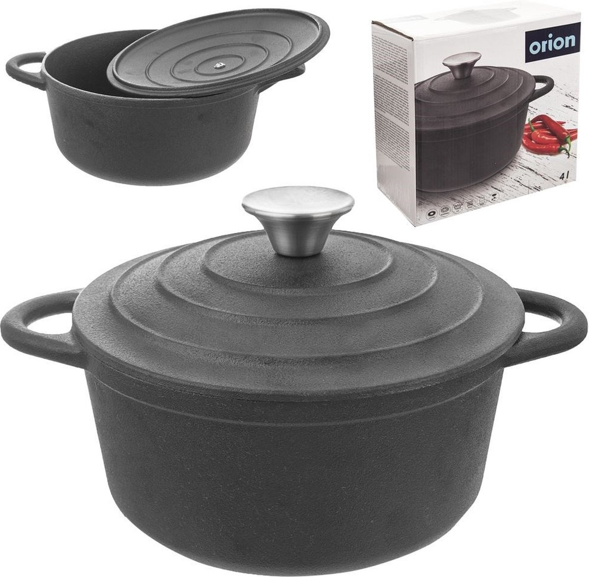 Braadpan Gietijzeren met Deksel LITINA 23 cm, 4 l - Kookpot, Kookpan, Soeppan