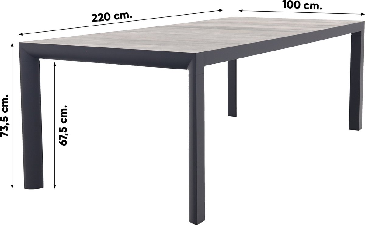 Hartman Napoli/Kings adjustable garden dining set anthracite - 220x100 cm