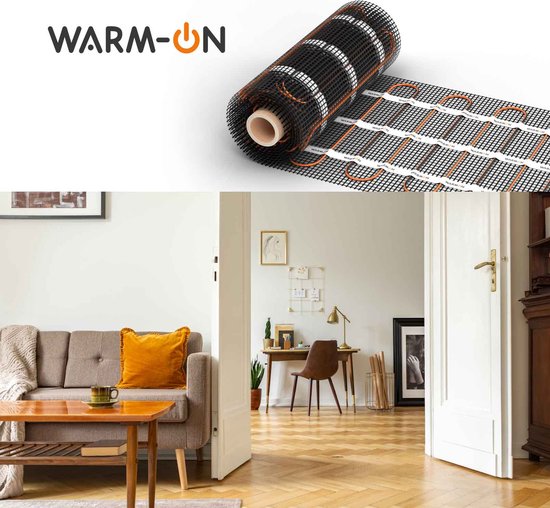 Elektrische vloerverwarming voor tegels: tweeaderige verwarmingsmat WARMON Classic 150 W/m² met thermostaat TS 100-serie Smart WiFi Touch, thermostaat: TS100 Non WiFi zwart, matgrootte: 14 m² Elektrische vloerverwarming voor tegels: tweeaderige verwarmingsmat WARMON Classic 150 W/m² met thermostaat TS 100-serie Smart WiFi Touch, thermostaat: TS100 Non WiFi zwart, matgrootte: 14 m²