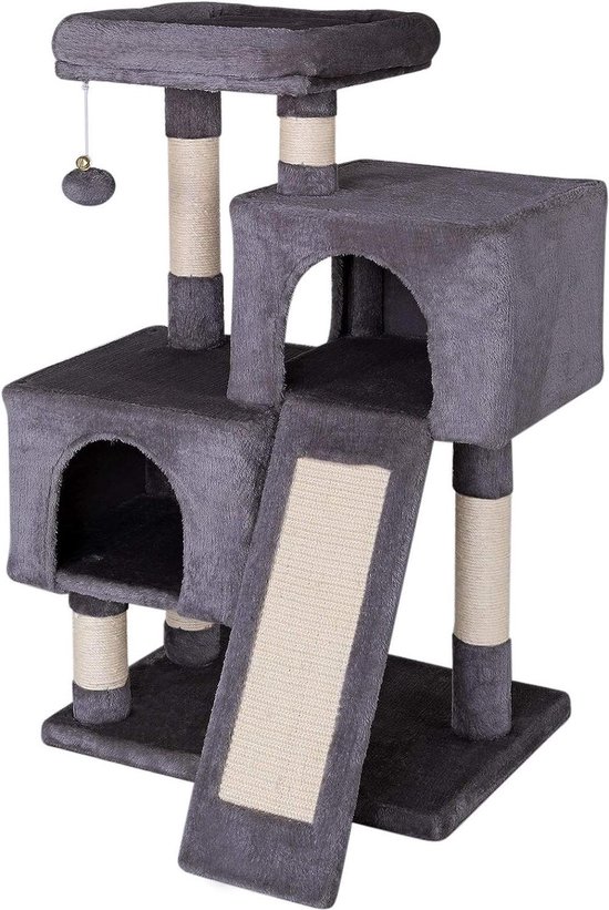 PawHut Krabpaal Met Kattengrot Kattenboom Met Meerdere Verdiepingen Voor Katten Grijs~d30 268