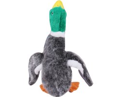Dogi Honden speelgoed - speel eend - 36 x 10 cm - grijs/groen - cadeau - hondenspeeltjes