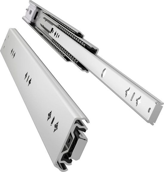 VADANIA 650mm Soft Close Heavy Duty Ladegeleiders # K53, Draagvermogen tot 91 kg, 3-voudig volledig uitschuifbaar, Kogellager, Zijmontage, 1 paar