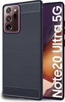 ebestStar - Coque compatible avec Samsung Galaxy Note20 ULTRA (4G, 5G), Etui Protection Motif Carbone, Antichoc Souple TPU, Bleu Foncé