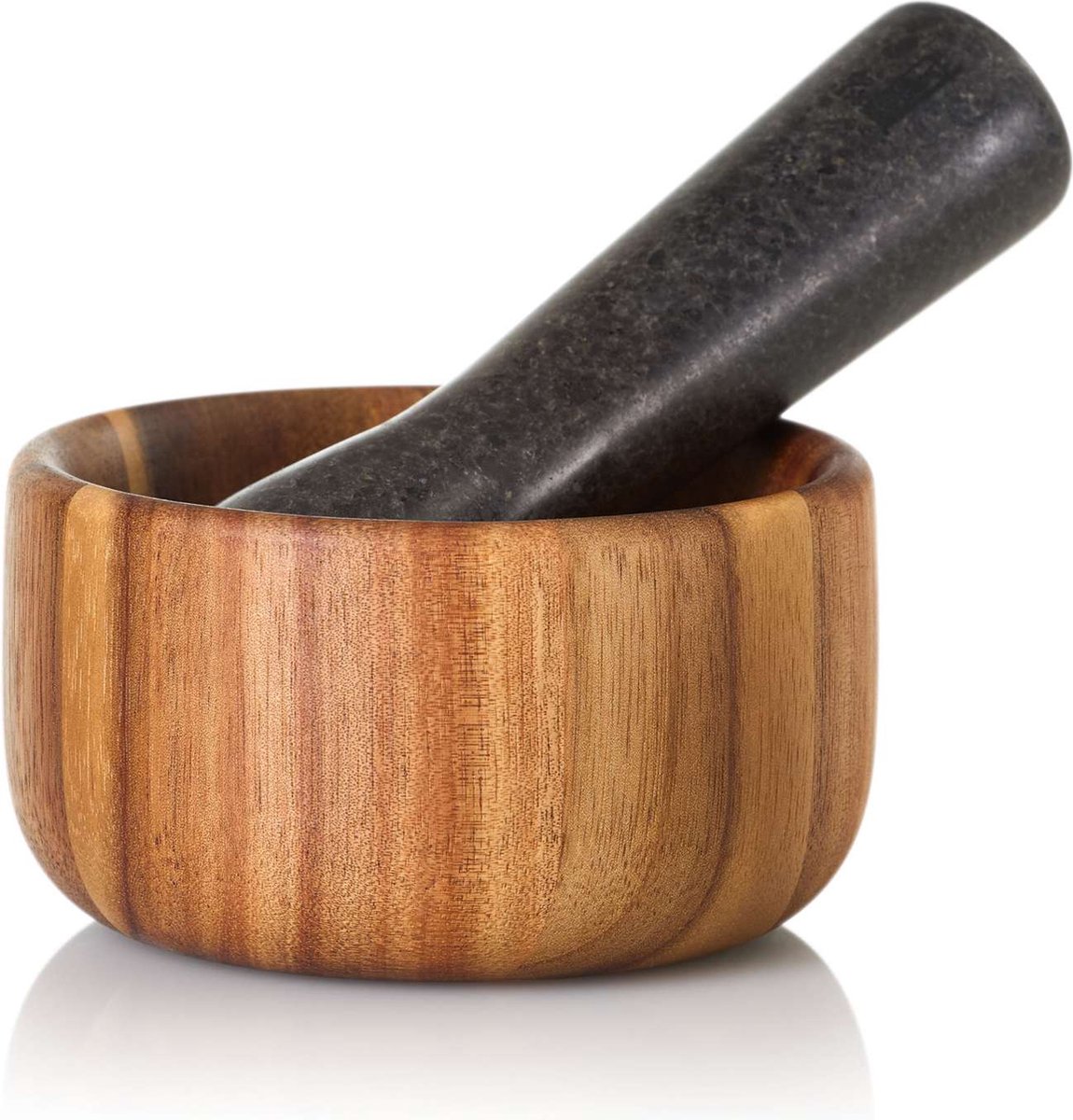 AdHoc Taru Vijzel met Stamper – Acaciahout & Graniet – 11 cm – Voor Kruiden & Specerijen