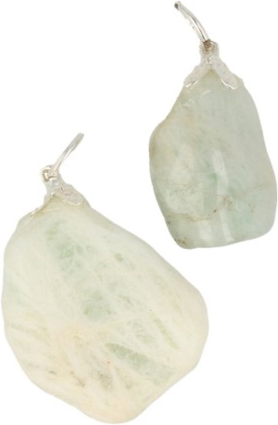 Edelsteen Hanger Aquamarijn 3 Stenen - Zilver & Verguld - 20 x 4 mm