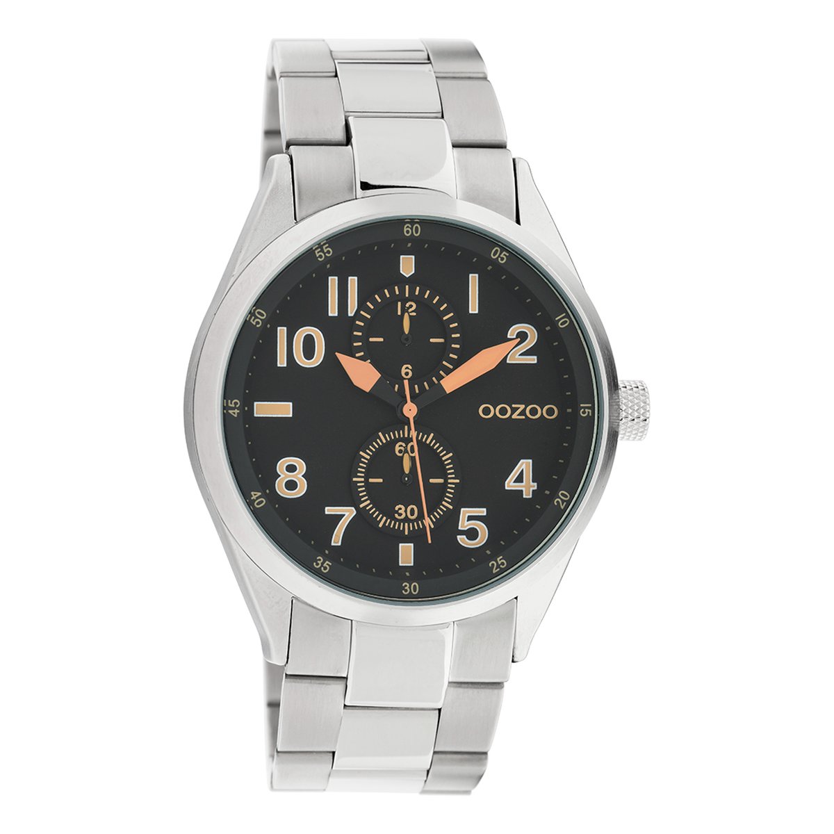 OOZOO Timepieces - Zilverkleurige horloge met zilverkleurige roestvrijstalen armband - C10634