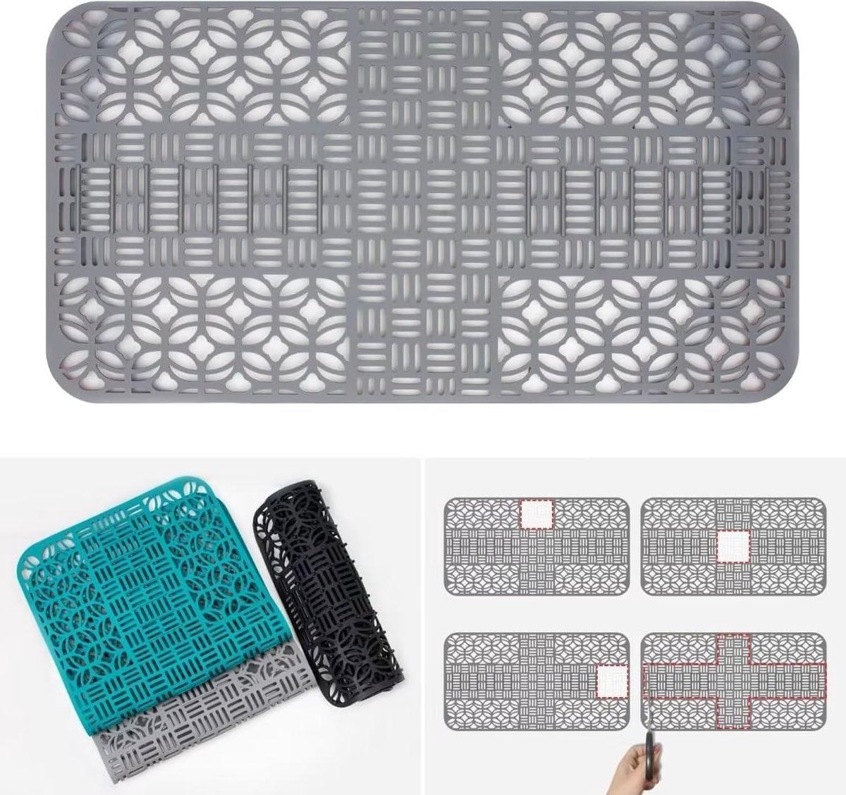 Goedkoopste Grote siliconen spoelbakmat op maat te snijden - 66 x 35 cm - hittebestendig - antislip - keukenmat - spoelbakbeschermer