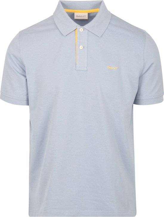 Gant - Contrast Piqué Poloshirt Lichtblauw - Regular-fit - Heren Poloshirt Maat XL