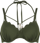 Hunkemöller Dames Badmode Voorgevormde beugel bikinitop Scallop - Groen - maat E70