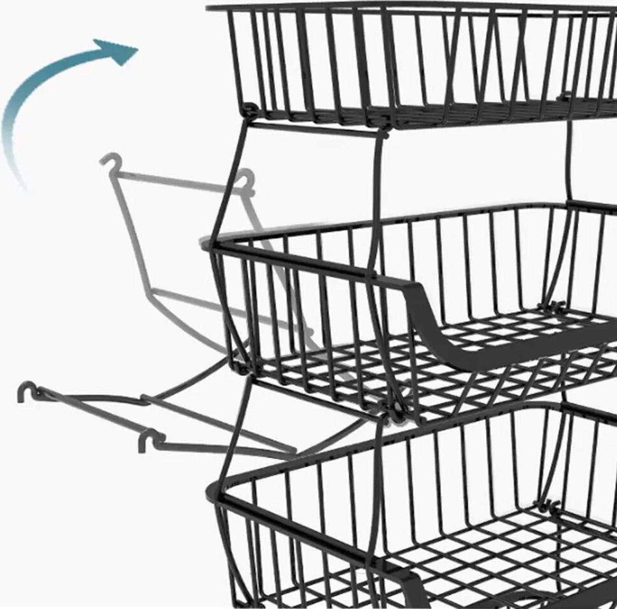 5-laags keukenopbergrek met roterende groentetrolley kar fruitmand en wielen wit 5-laags keukenopbergrek met roterende groentetrolley kar fruitmand en wielen wit
