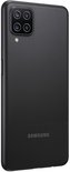 Zwarte Samsung Galaxy A12 met gestructureerde achterkant en vier camera's.