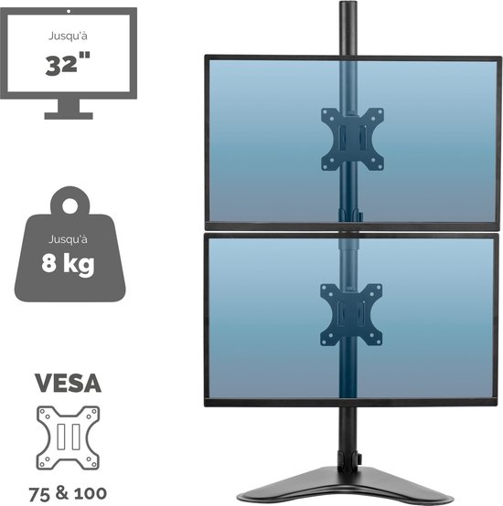 Monitorarm Fellowes Seasa dubbel horizontaal vrijstaand zwart | Alles