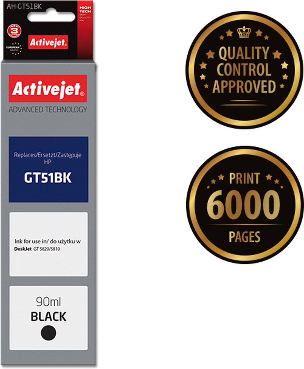 Originele inkt cartridge Activejet AH-GT51Bk Zwart