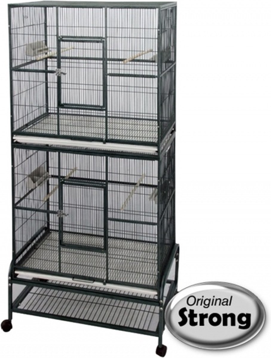 Flight Cage double, silvertone grey