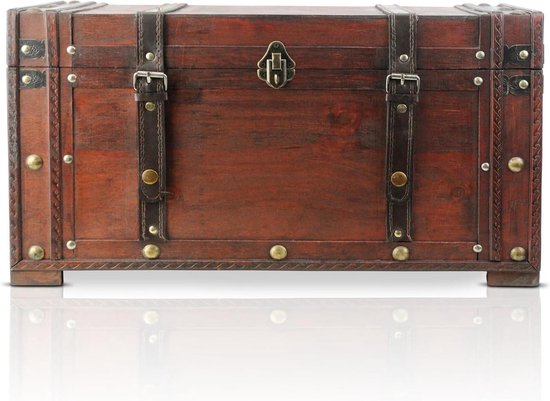 Vintage Schatkist Opbergkist Salontafel Hutkoffer Op Wieltje | Kist