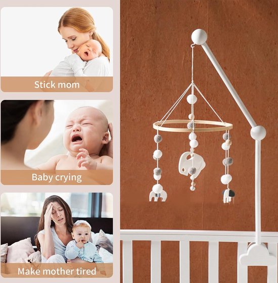 Baby mobiel met muziek houten mobiele houder voor babybed ophanging doe-het-zelf Baby... | bol