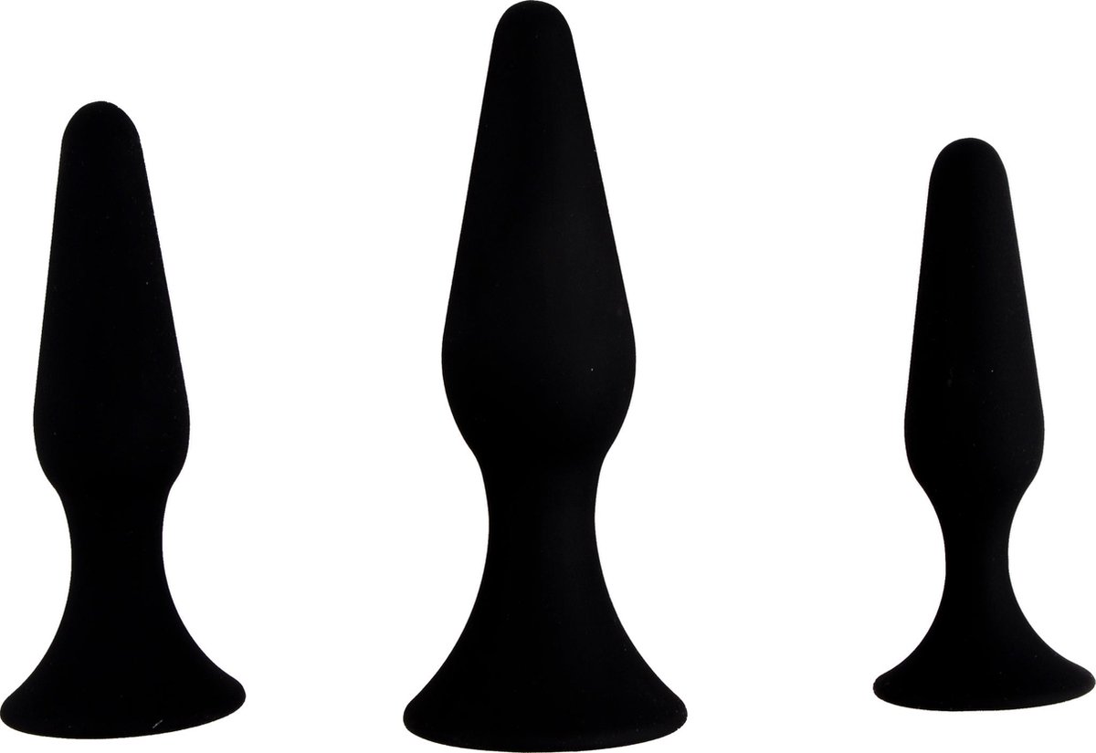 Hands Free Anaal Plug - Set van 3 - Zwart