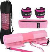 Gonex Barbell Squat Pad - halterset voor squats en hip thrusts - gewichtheffen - schuimtraining - met 2 voetriemen en weerstandsband - volgens Olympische normen - met draagtas
