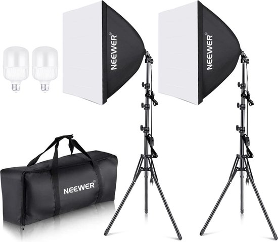 Foto: Softbox set 60x60 cm met e27 fitting 700w studio verlichting voor fotostudio portretten productfotografie video opnamen x01nsk234