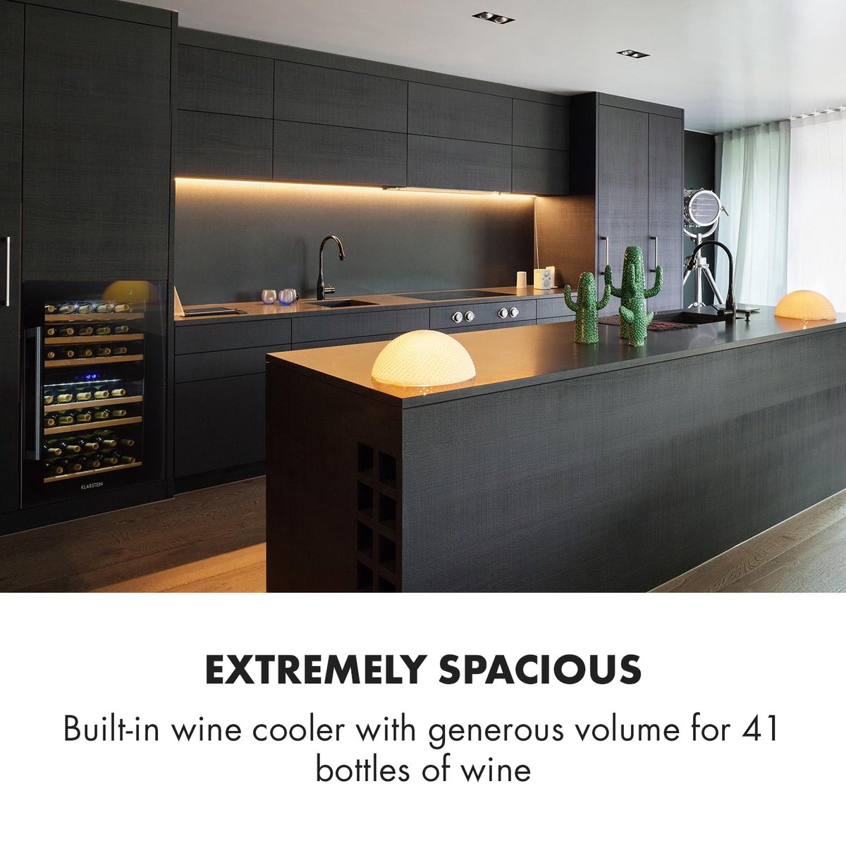 Klarstein Wijnkoelkast - 2 Zones - 132 Liter - Drankenkoelkast - Glazen Deur - 5-22°C - 35 Flessen - Zwart - Wijnkelder - 41 Flessen 56 cm - voor Bar - Inbouw - glas Hout LED - Wijnklimaatkast - Wijnkast - Wine Cooler - Wine Fridge – foto 8