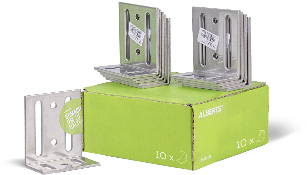 Alberts 851835 stelhoek | met sleufgat | rvs | 35 x 75 x 65 mm | set van 10