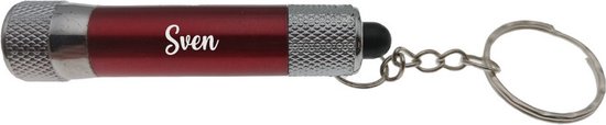 Lampe de poche | Porte-clés | Avec nom | Rouge | Sven